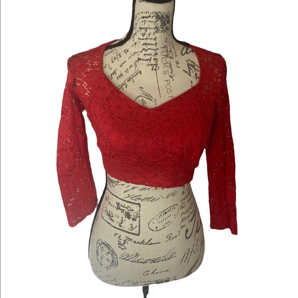 Red laced crop top